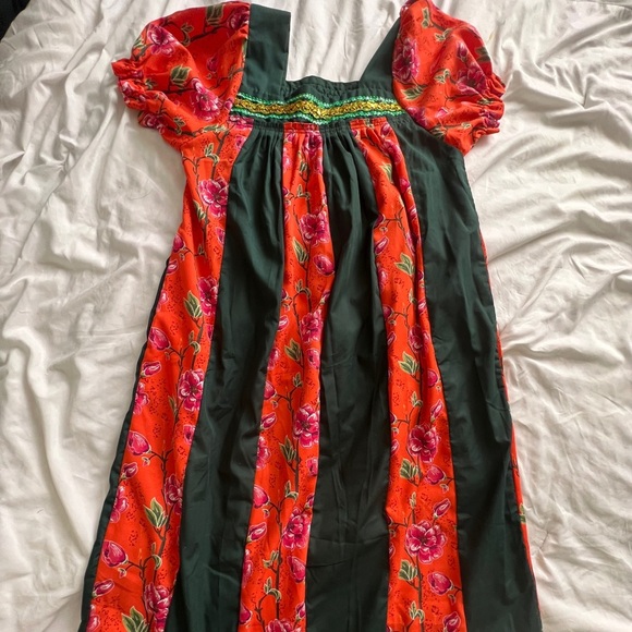 Dresses & Skirts - Orange and green flower design embellished dress NWOT